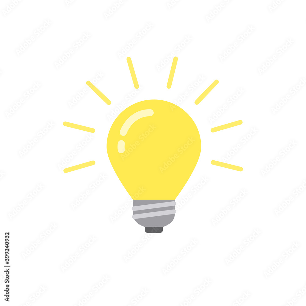 Light bulb simple icon in flat style Light bulb simple icon in flat style