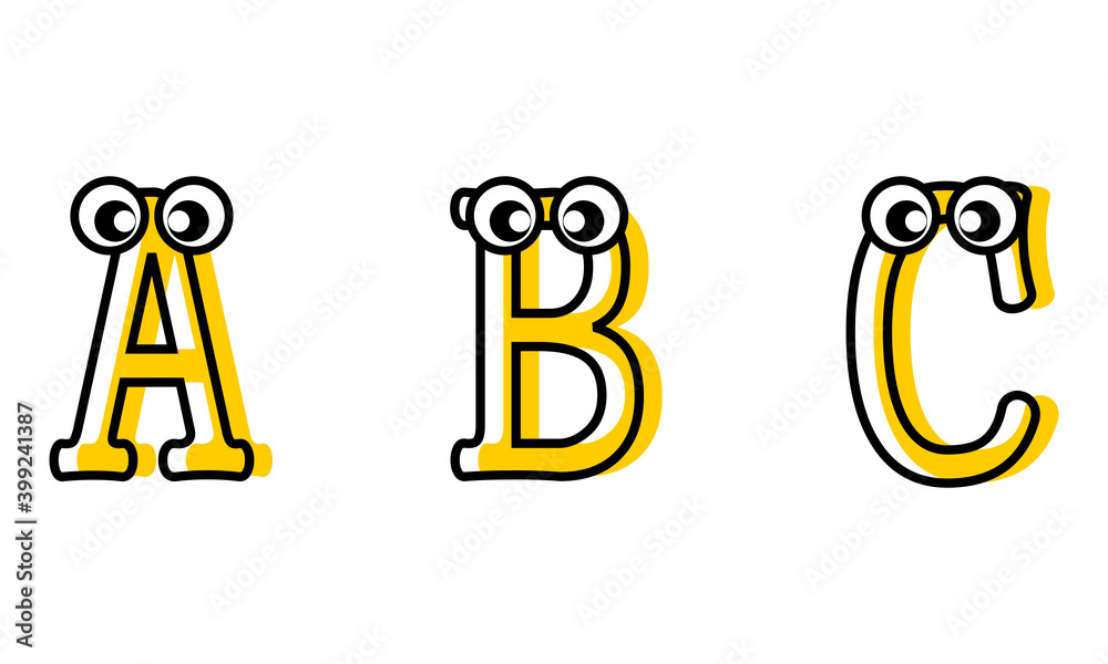 Cartoon letters ABCD Ilustration vector graphic