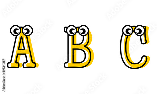 Cartoon letters ABCD Ilustration vector graphic
