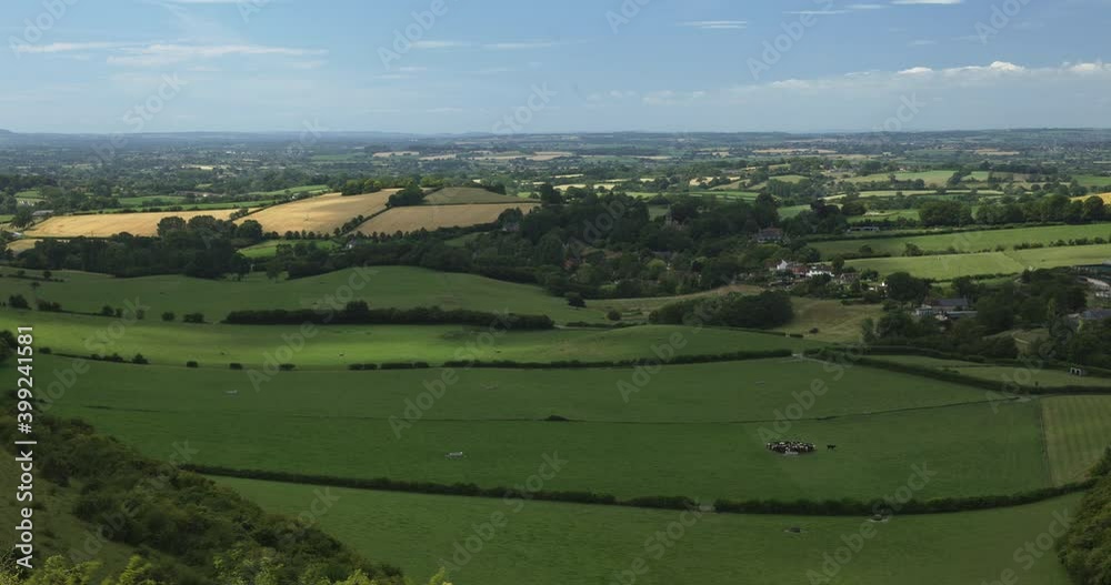 Green fields and villages, Compton Abbas, Dorset, UK Green fields and villages, Compton Abbas, Dorset, UK