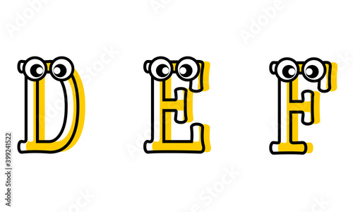 Cartoon letters ABCD Ilustration vector graphic