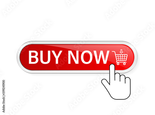Buy now, great design for any purposes. Illustration, vector. Vector background. Hand click icon.