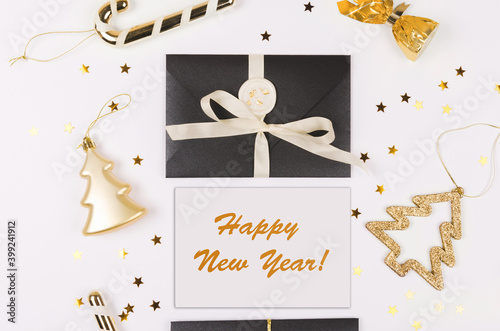 New year Letter Card, Festive Concept. New year greeting photo