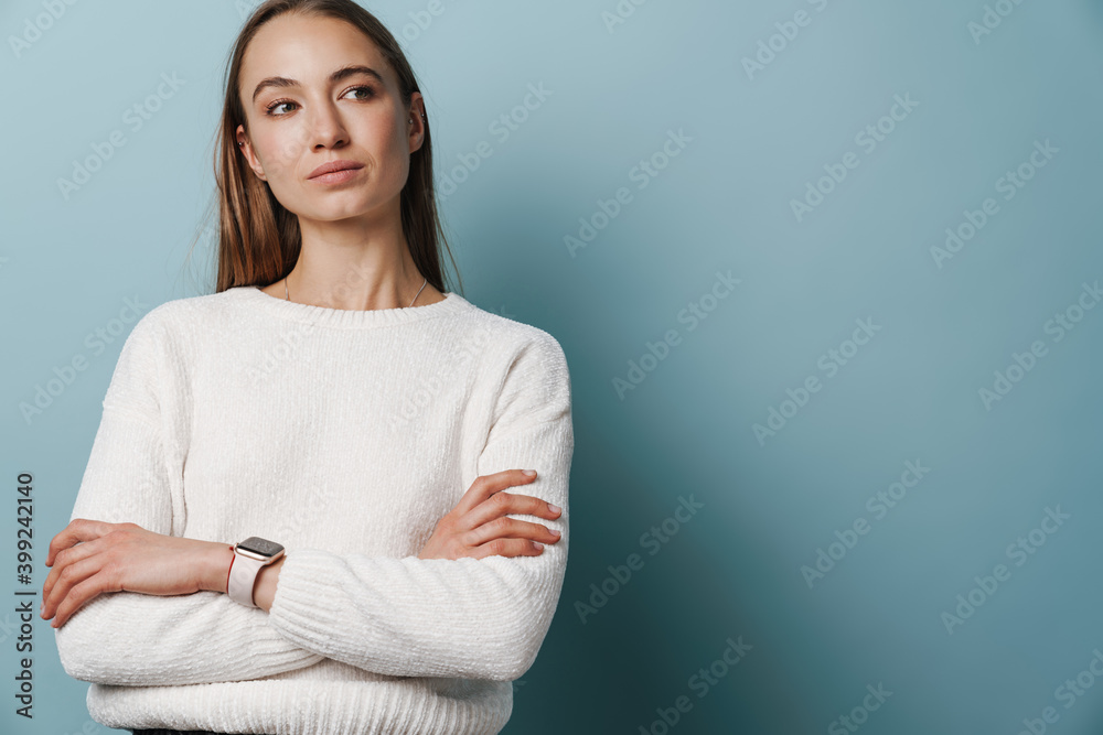 Fototapeta premium Close-up portrait of young attractive woman