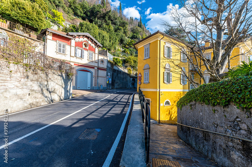 Varenna Town street view in Italy