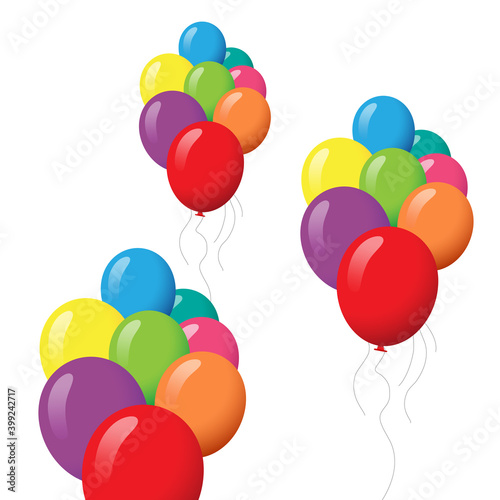 Balloons vector isolated on white background. Balloons in flat style. Useful for party poster, greeting and wedding card. Vector illustration of modern party balloon