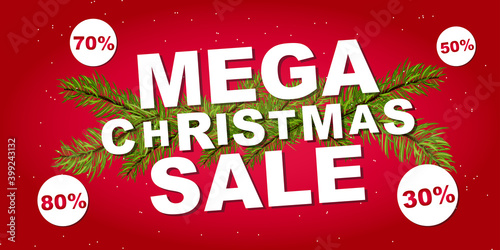 Christmas Sale banner.Big sale offer, banner template. Winter holidays discounts and sellout in stores and shops.
