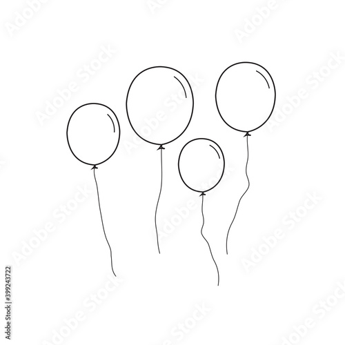 Balloons vector icon isolated on white background. Different thin line balloons icon in flat style. Useful for party poster, greeting and wedding card. Balloons vector illustration 