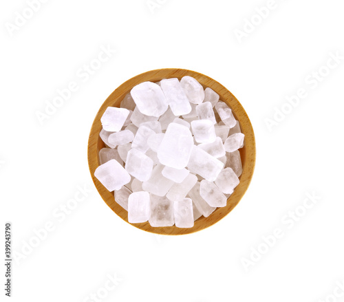 Crystal sugar, rock candy on white background
