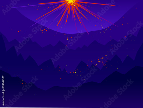Guiding star in the night vector illustration.