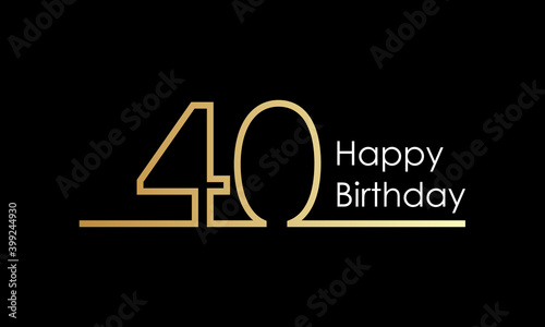 40 anniversary golden color from one line, art video illustration.