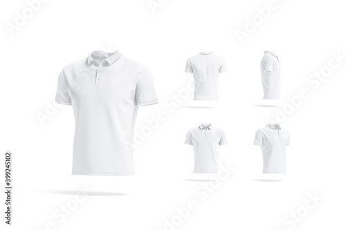 Blank white polo shirt mockup, different views photo