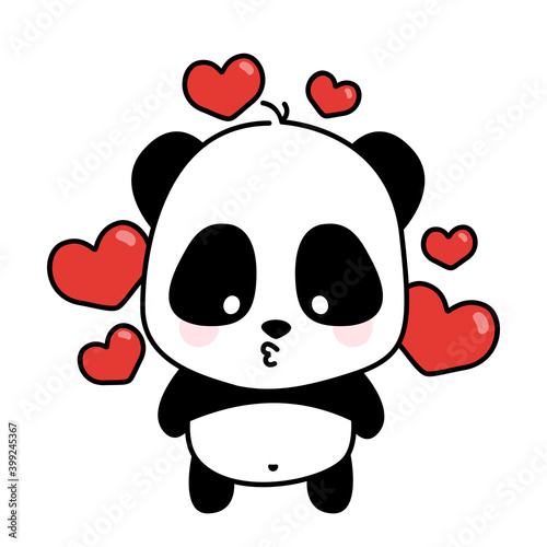 Fototapeta Naklejka Na Ścianę i Meble -  Cute panda love kiss Valentine animal