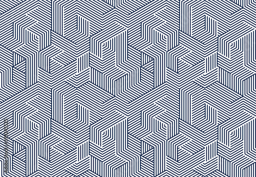 Seamless isometric lines geometric pattern, 3D cubes vector tiling background, architecture and construction, wallpaper design.