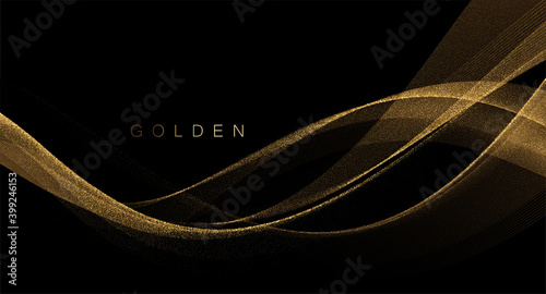 Abstract shiny color gold wave design element