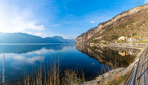 Olcio Village lakeside view near Como Lake of Italy photo