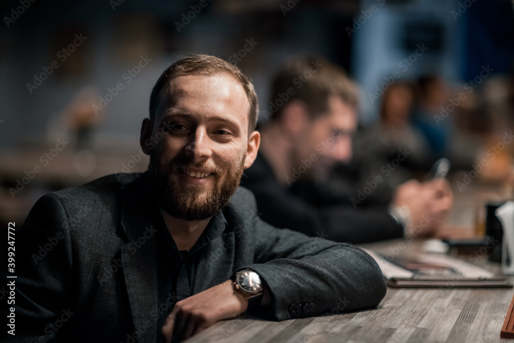 Portrait of a handsome young man. Shooting in a bar Portrait of a handsome young man. Shooting in a bar