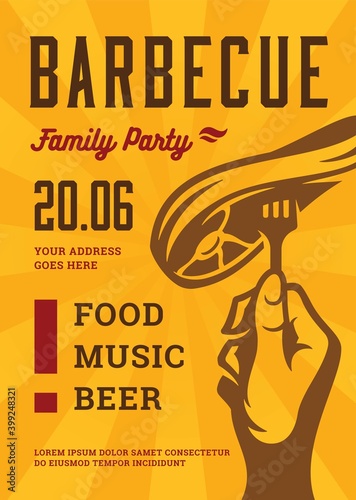 Barbecue party vector flyer or poster design template