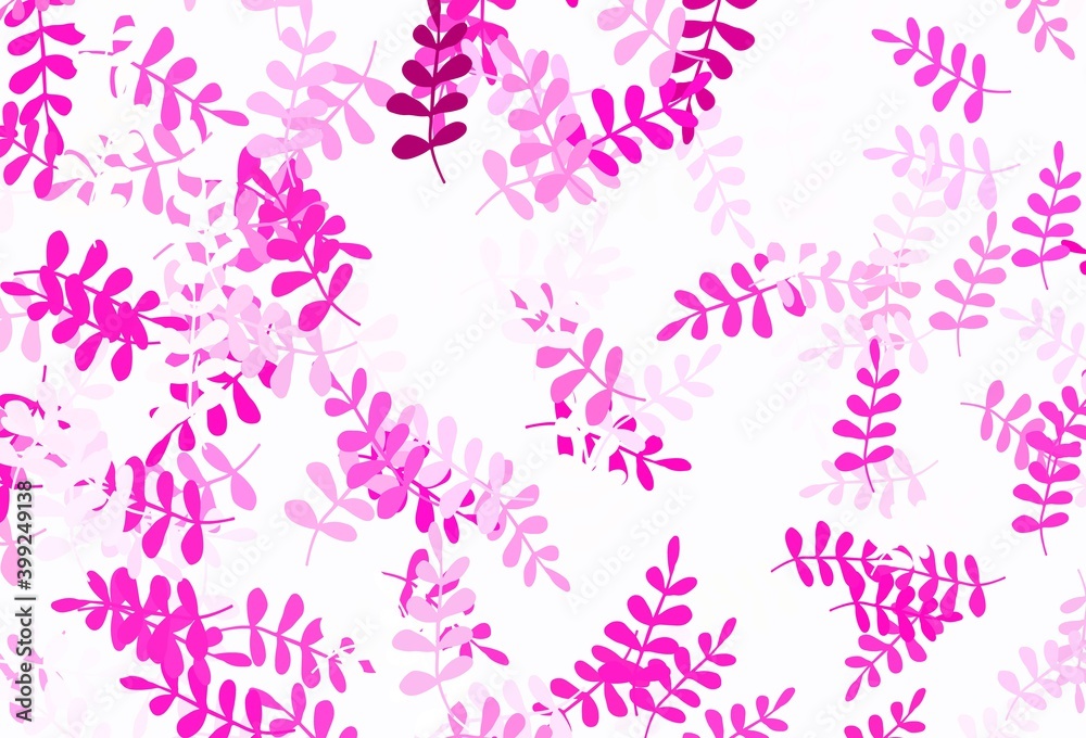 Light Pink vector abstract pattern with leaves.