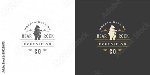 Bear logo emblem vector illustration silhouette for shirt or print stamp