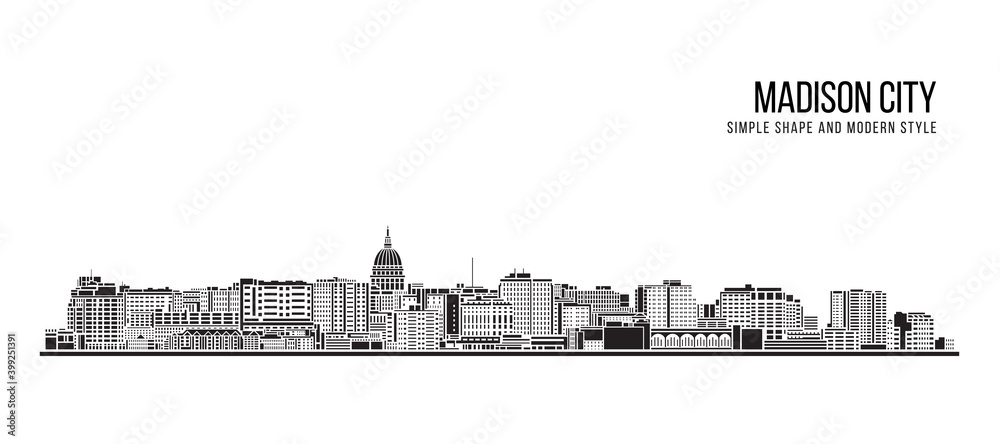 Cityscape Building Abstract Simple shape and modern style art Vector design - Madison city