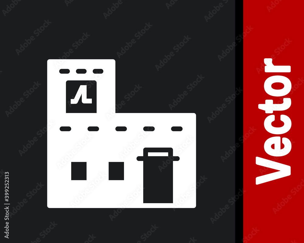 White Traditional Mexican house icon isolated on black background. Vector. White Traditional Mexican house icon isolated on black background. Vector.
