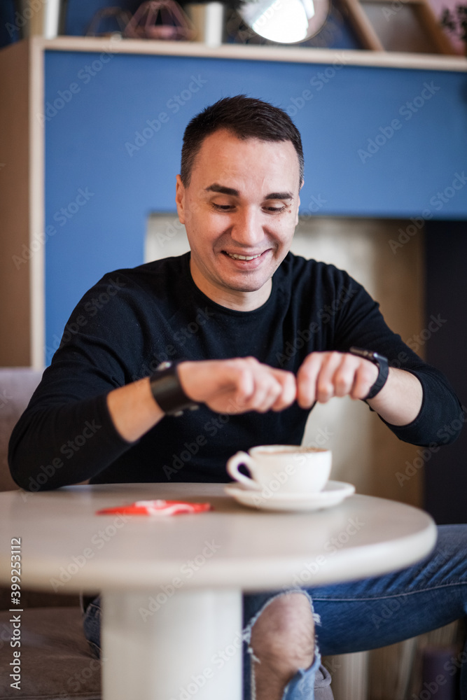 Portrait of a handsome young man. Shooting in the interior Portrait of a handsome young man. Shooting in the interior