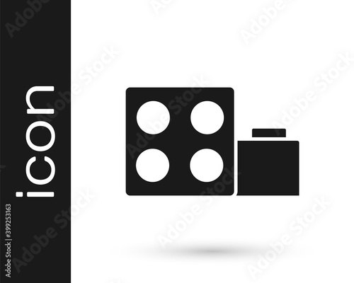 Black Toy building block bricks for children icon isolated on white background. Vector.