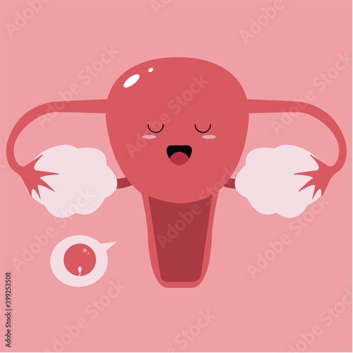 Kawaii uterus for ovulation day concept