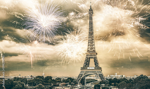 fireworks over Eiffel tower New Year destination © Melinda Nagy