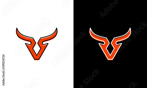 Abstract beef steak premium logo design. Creative bull horn outline icon symbol.