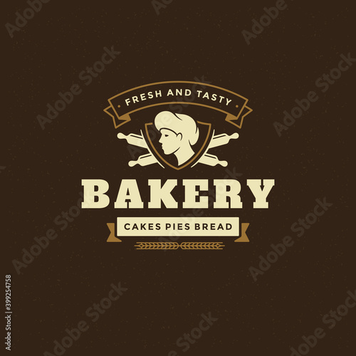 Bakery badge or label retro vector illustration.
