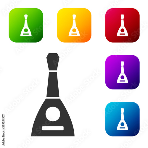 Black Musical instrument balalaika icon isolated on white background. Set icons in color square buttons. Vector.