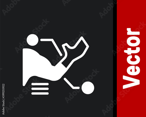 White Prosthesis hand icon isolated on black background. Futuristic concept of bionic arm, robotic mechanical hand. Vector.