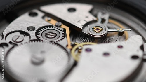 Wallpaper Mural Working gear mechanism of an old wrist watch in macro. Close-up Torontodigital.ca