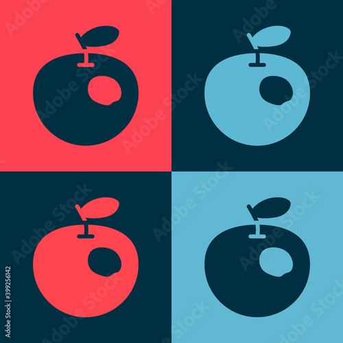 Pop art Genetically modified apple icon isolated on color background. GMO fruit. Vector.