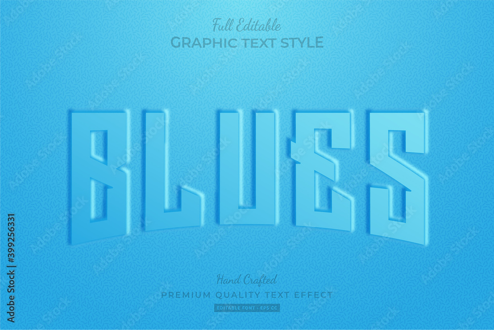 Obraz premium Blues Embossed Editable Text Effect Font Style