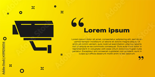Black Security camera icon isolated on yellow background. Vector.