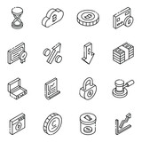 
Finance and Analytics Glyph Isometric Icons Pack 
