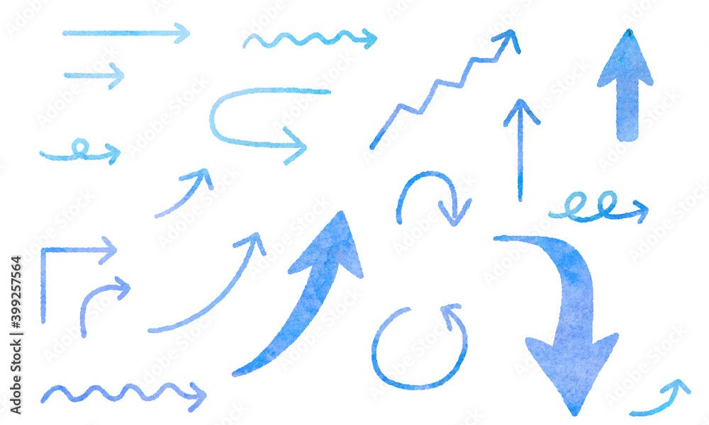 Watercolor arrow material set illustration Watercolor arrow material set illustration