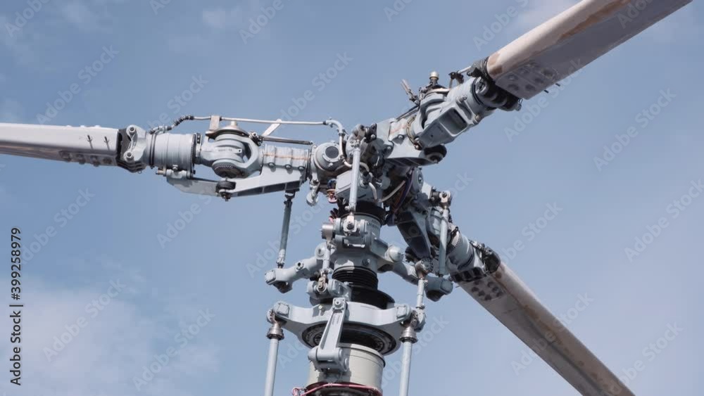 Closeup of a coaxial helicopter rotor. Combat helicopter screw. Closeup of a coaxial helicopter rotor. Combat helicopter screw.