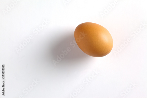 Ein braunes Ei auf weißem Hintergrund