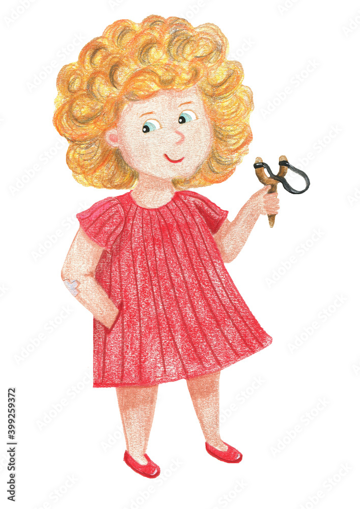 Little giel with slingshot Little giel with slingshot