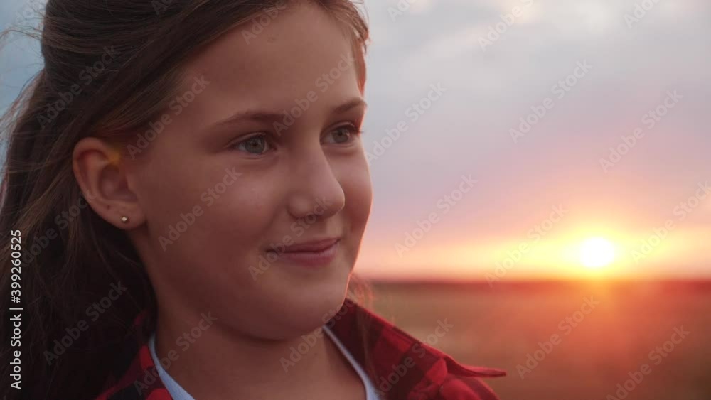 portrait teen girl dreaming in the park at sunset. happy family kid dream concept. teen kid girl portrait thinks about happiness. daughter dream. kid sunset dreaming portrait teen girl dreaming in the park at sunset. happy family kid dream concept. teen kid girl portrait thinks about happiness. daughter dream. kid sunset dreaming