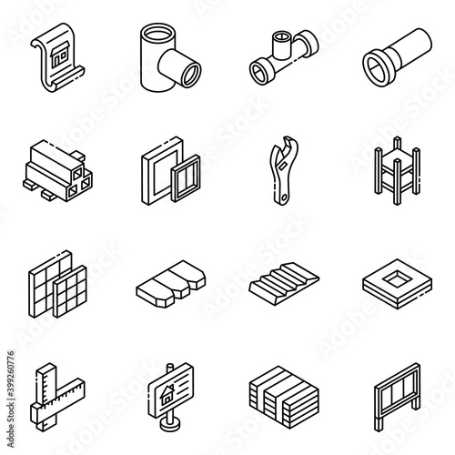 
Pack of Construction and Real Estate Glyph Isometric Icons
