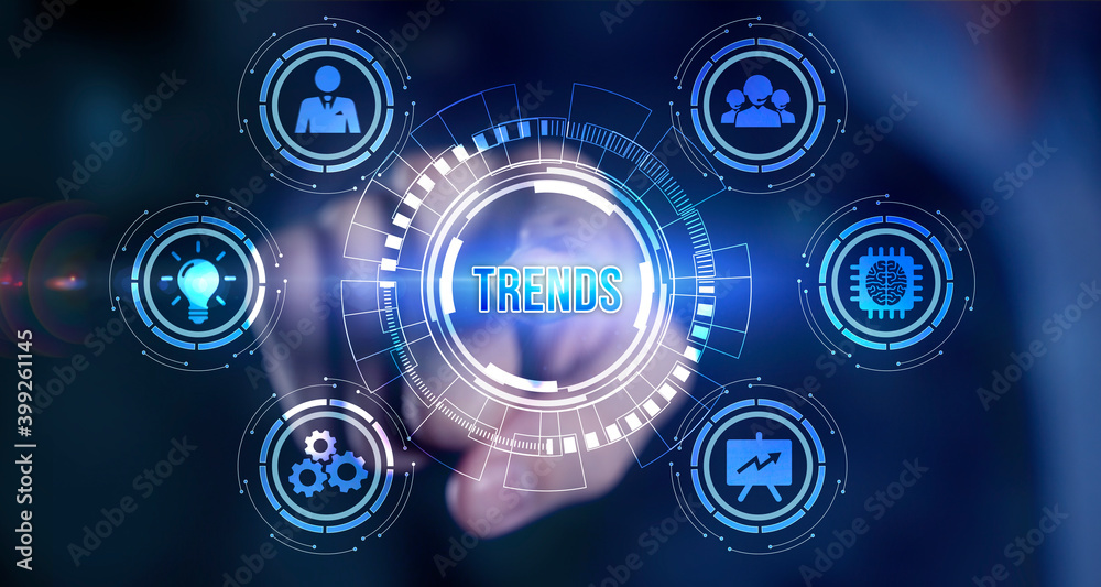 Internet, business, Technology and network concept.virtual screen of the future and sees the inscription: Trends Internet, business, Technology and network concept.virtual screen of the future and sees the inscription: Trends