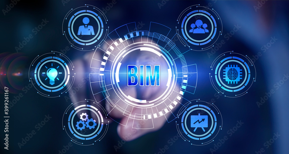 Internet, business, Technology and network concept.screen of the future and sees the inscription: BIM Internet, business, Technology and network concept.screen of the future and sees the inscription: BIM