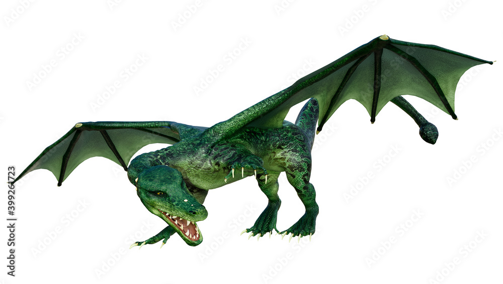Fototapeta premium 3D Rendering Fairy Tale Dragon on White
