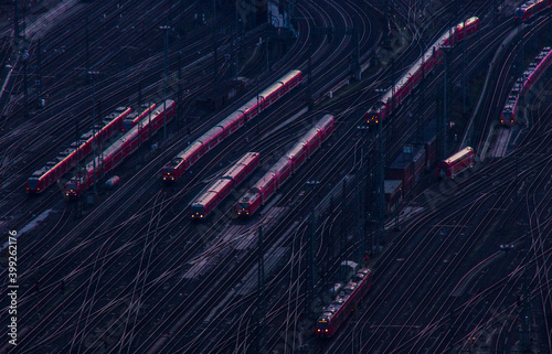 Trains parking on track apron photo