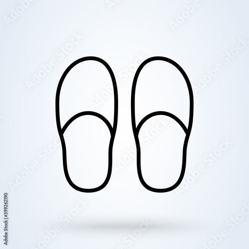 slippers sign line icon or logo. slipper home concept. Bedroom slippers linear illustration.